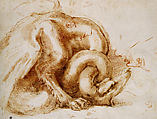 Dragon and other Sketches (recto); Various Sketches of Eyes and Head Profiles
(verso), Michelangelo Buonarroti (Italian, Caprese 1475–1564 Rome), Pen and brown ink over black chalk (recto); red chalk and traces of black chalk (verso)
